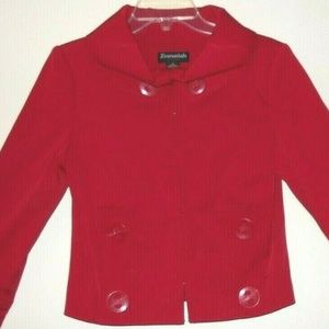 Red Double Large Buttoned Pockets Blazer Top